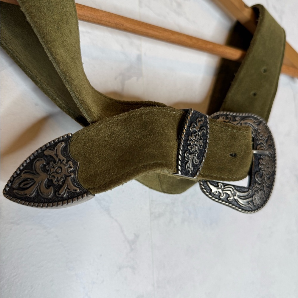 Free people western suede olive green belt - Picture 3 of 7